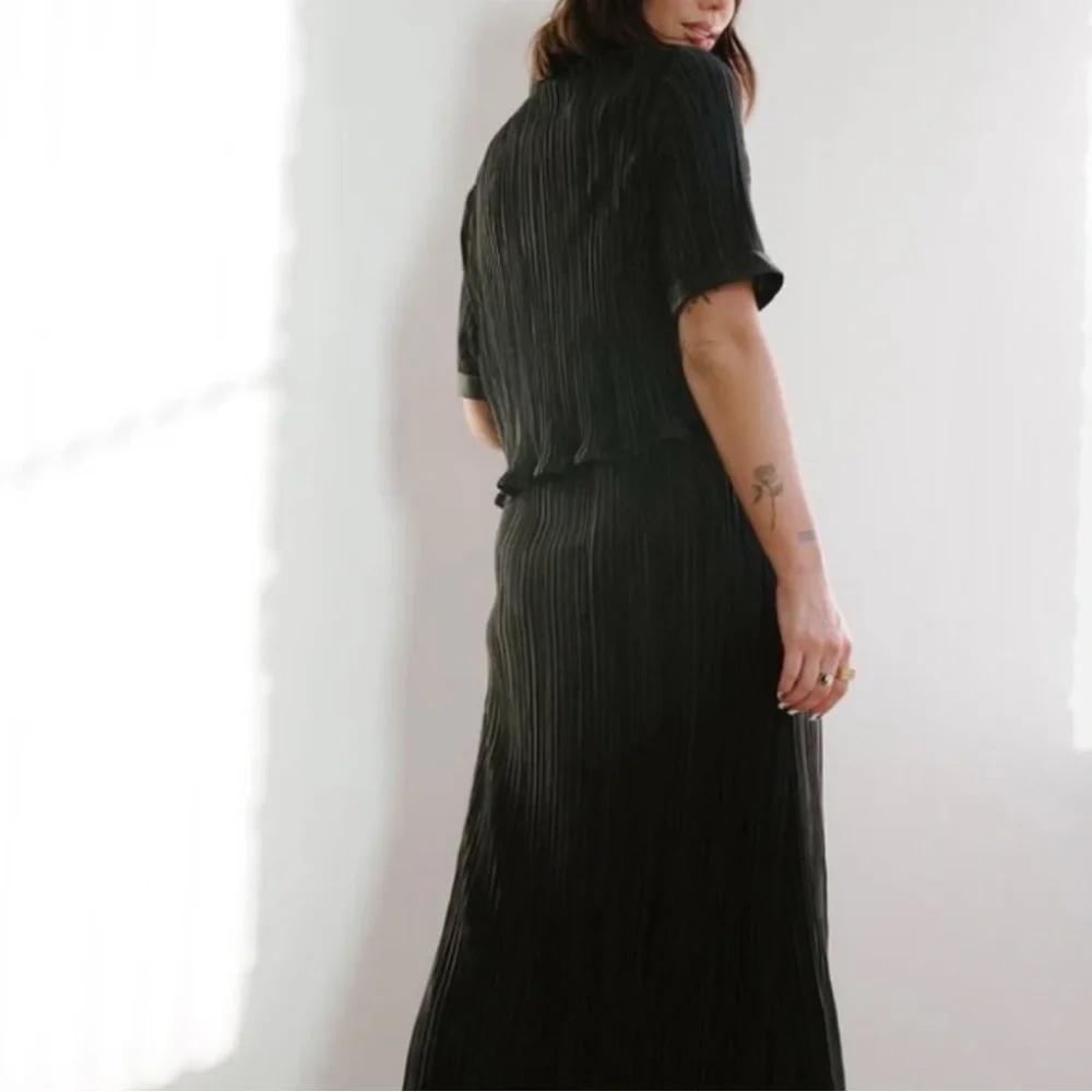 Dressed in LALA Black Button Down Shirt & Skirt - Picture 4 of 10